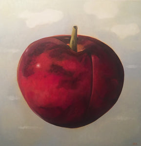 Oil painting close up of a red cherry by Tobin Sprout 2020