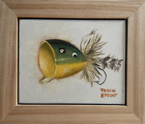 green and yellow fishing lure